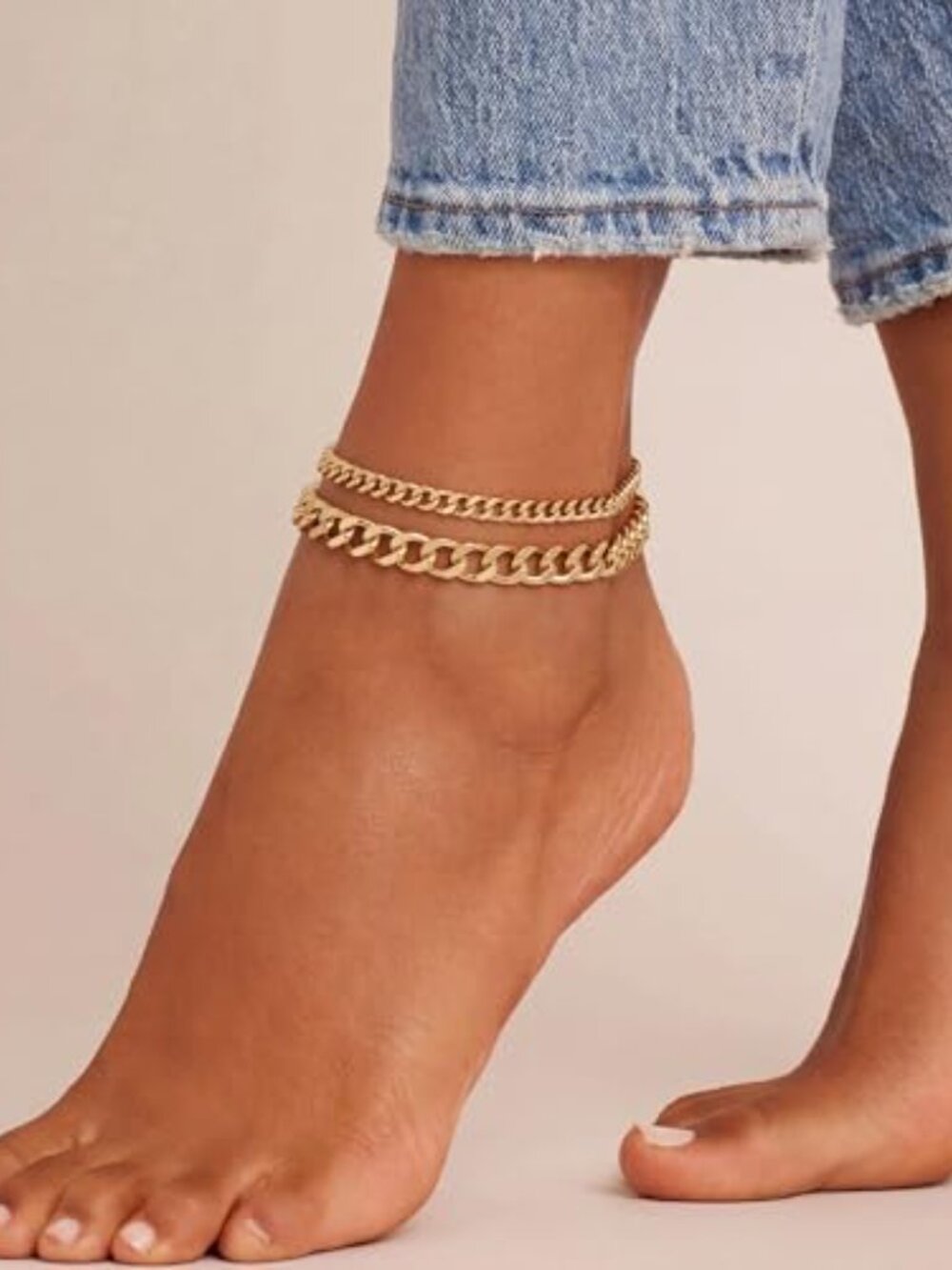 Chunky Ankle Bracelets for Women Dainty Layered Waterproof Anklet for